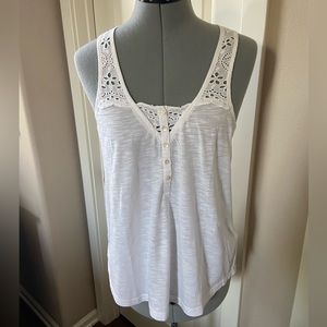 Lucky Brand Eyelet Tank Top, White, Size M